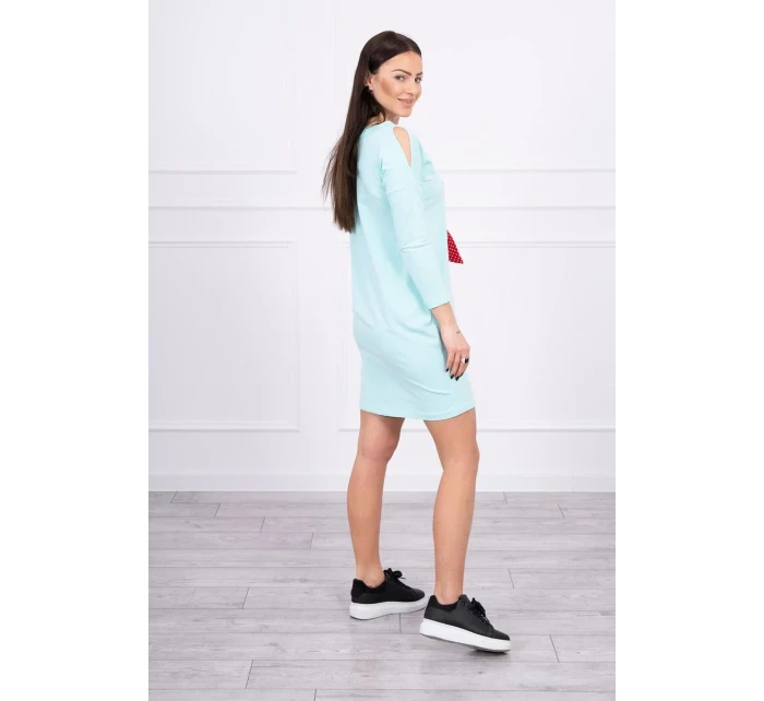 3D mätové šaty s potlačou hrášku a mašľou