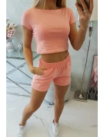 Bavlnená súprava so šortkami marhuľová