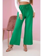 Viskózové kalhoty se širokými nohavicemi světle zelená