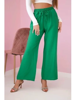 Viskózové kalhoty se širokými nohavicemi světle zelená