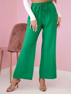 Viskózové kalhoty se širokými nohavicemi světle zelená