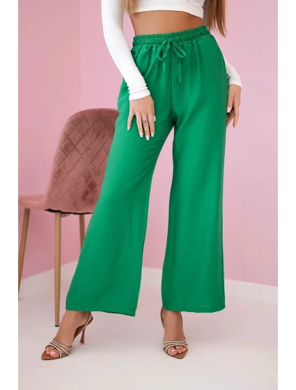 Viskózové kalhoty se širokými nohavicemi světle zelená