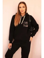 Dámska bavlnená súprava s potlačou čierna