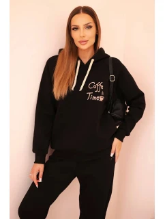 Dámska bavlnená súprava s potlačou čierna