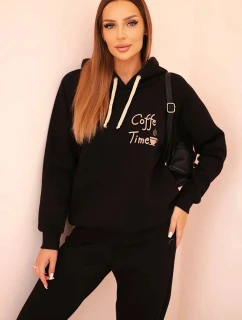 Dámska bavlnená súprava s potlačou čierna