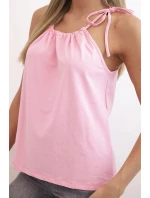 Dámská bavlněná tílko s  krku světle růžová model 21820495 - K-Fashion
