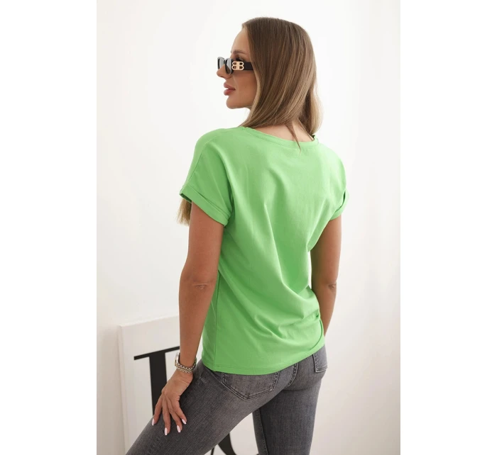 Dámska bavlnená blúzka s ozdobnou potlačou ESL zelená