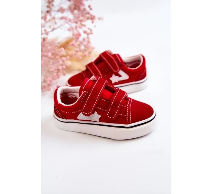 Klasické dětské tenisky se suchým zipem Červené model 21579004 - Boto Klasické dětské tenisky se suchým zipem Červené model 21579004 - Boto