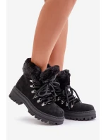 Dámské Šněrovací Boty S Kožíškem Černé model 21679564 - Boto Dámské Šněrovací Boty S Kožíškem Černé model 21679564 - Boto