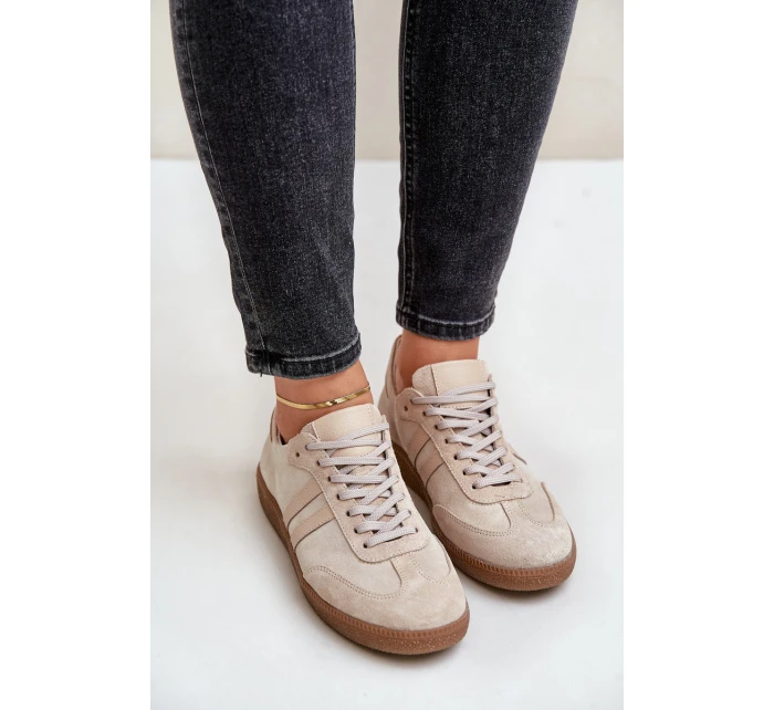 Nízké dámské semišové tenisky béžové model 21679949 - Zazoo Nízké dámské semišové tenisky béžové model 21679949 - Zazoo