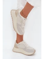 Zateplené dámské sneakersy na platformě Big Star model 21705960 HIPOLY SYSTEM světle béžové - Big Star Shoes