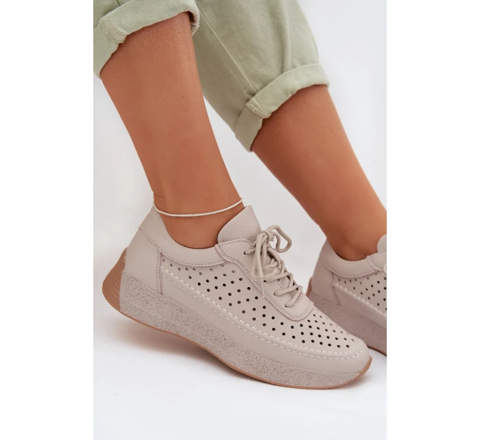 Kožené dámské tenisky s síťovinou Sergio Leone SP-013 šedé