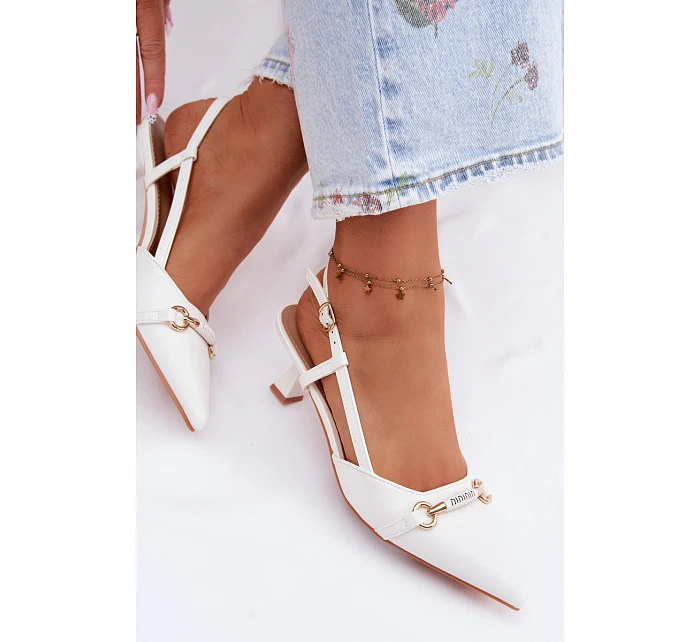 Dámské sandály na podpatku s špičatými špičkami bílé Felessa