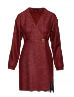 M871 Zavinovacie šaty z tvídu - bordové