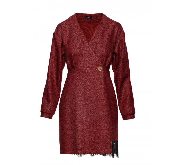 M871 Zavinovacie šaty z tvídu - bordové