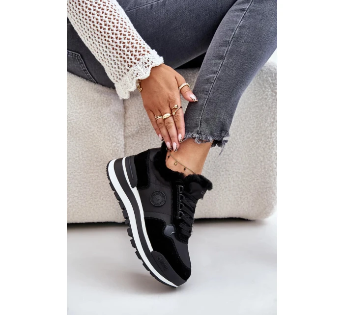 Dámske zateplené tenisky na platforme Big Star Black