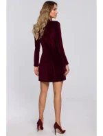 Dámske zamatové sako šaty M562 bordová - Moe
