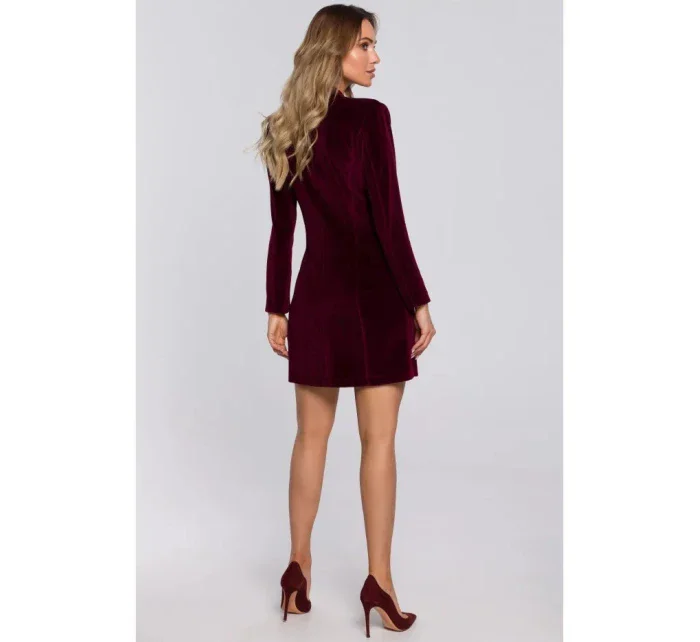 Dámske zamatové sako šaty M562 bordová - Moe