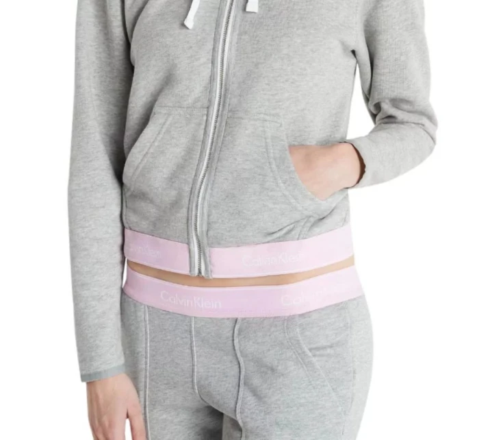 Mikina s kapucňou QS5667E šedá a ružová - Calvin Klein