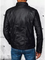 Pánska kožená bunda čierna FashionStreet TX4388