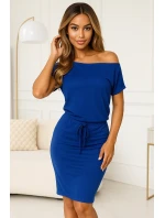 139-12 Športové šaty s krátkymi rukávmi a vreckami - chrpová modrá 139-12 Športové šaty s krátkymi rukávmi a vreckami - chrpová modrá