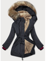 Tmavomodrá dámska zimná bunda s kapucňou (CAN-579)