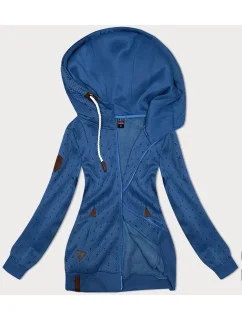 Svetlomodrá dámska mikina na zips so sťahovacou šnúrkou (2306)
