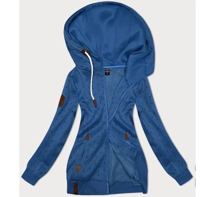 Dámska mikina s rebrovanými manžetami modrá (2306)