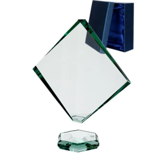 Trofeum szklane z rozklejoną podstawą i etui