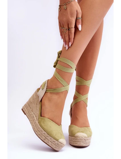 Wiązane Sandały Na Wysokim Koturnie Zielone Lendy Wiązane Sandały Na Wysokim Koturnie Zielone Lendy