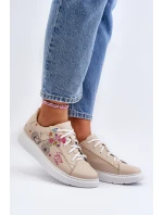 Zazoo 024/TAMARA Damskie Sneakersy Skórzane Beżowe