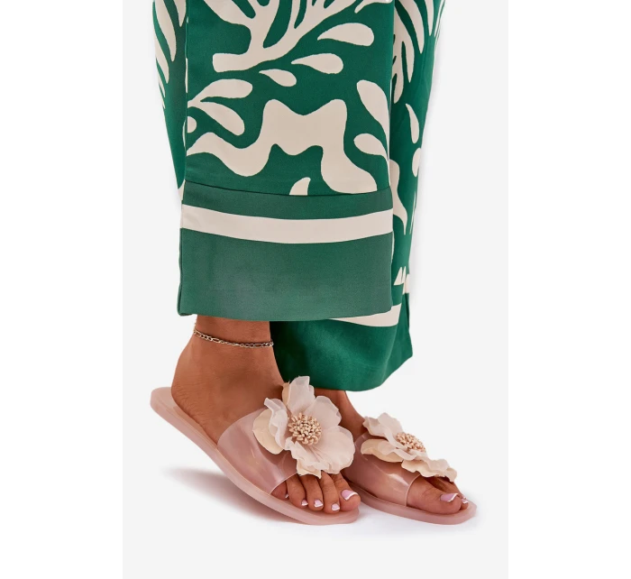 Transparentne Płaskie Klapki Damskie Ze Sztucznym Kwiatem Nude Vobetta Transparentne Płaskie Klapki Damskie Ze Sztucznym Kwiatem Nude Vobetta