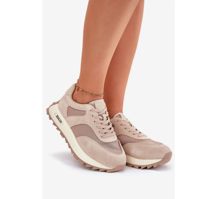 Zamszowe Sneakersy Na Platformie Damskie Big Star RR274897 HI-POLY SYSTEM Beżowe Zamszowe Sneakersy Na Platformie Damskie Big Star RR274897 HI-POLY SYSTEM Beżowe