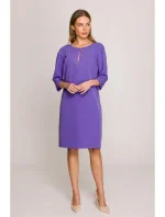 Šaty uvolněného střihu s výstřihem s  fialové model 20966103 - STYLOVE