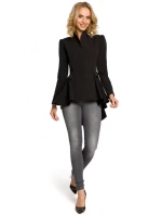 Asymetrický frak s golierom a zapínaním na gombíky M165 - čierny - Moe