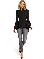 Asymetrický frak s golierom a zapínaním na gombíky M165 - čierny - Moe