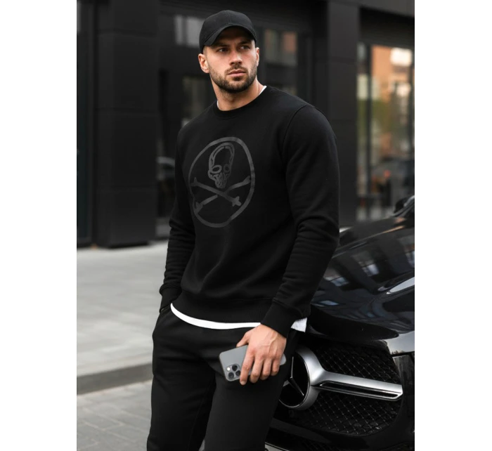 Pánska mikina s potlačou čierna FashionStreet BX5948