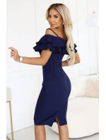 Přiléhavé midi šaty ve stylu tmavě modré model 21410868 - numoco