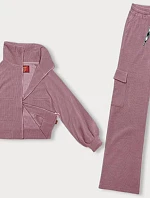 Ležérny set s nákladnými nohavicami ružovej farby (AMG-338A)