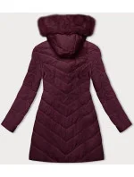 Prošívaná dámská zimní bunda ve vínové bordó barvě s kapucí model 21246916 - LHD