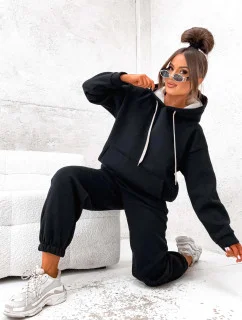 Černý bavlněný hrubší dámský teplákový komplet model 21777411 - Moon