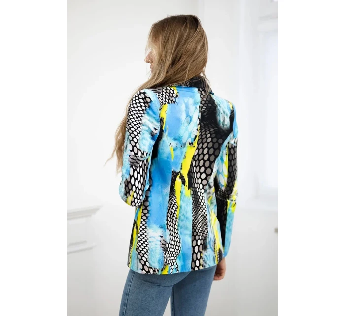 Bavlnená bunda s potlačou a gombíkom modrá