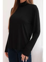 Dámská viskózová blůza s rolákem a dlouhým rukávem černá