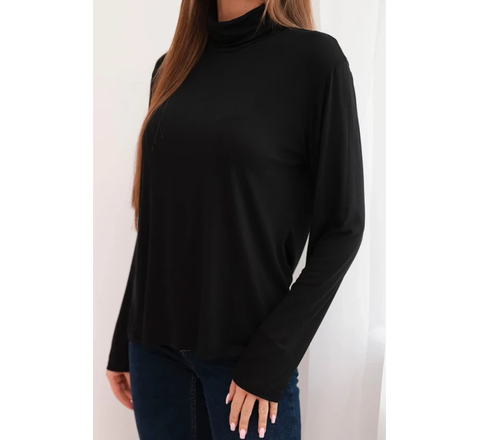 Dámská viskózová blůza s rolákem a dlouhým rukávem černá