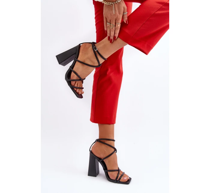 Modne Sandały Na Obcasie Czarne Josette