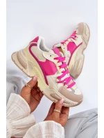 Snekersy Damskie Na Grubej Podeszwie Fuksja Peonema