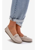 Ploché Kožené Mokasíny S Ozdobou model 21686035 Béžové - S.Barski