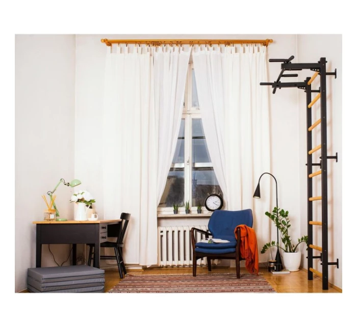 DREVENO-KOVOVÝ GYMNASTICKÝ REBRÍK S KOVOVOU TYČOU BENCHK 721B