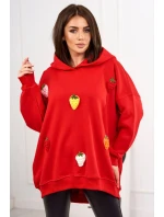 Zateplená mikina s jahodovým motívom červený