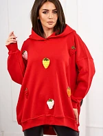 Zateplená mikina s jahodovým motívom červený